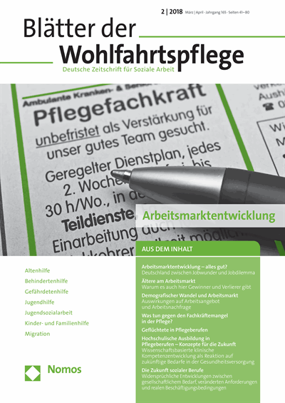 Cover der Ausgabe: Blätter der Wohlfahrtspflege (BdW) Jahrgang 165 (2018), Heft 2
