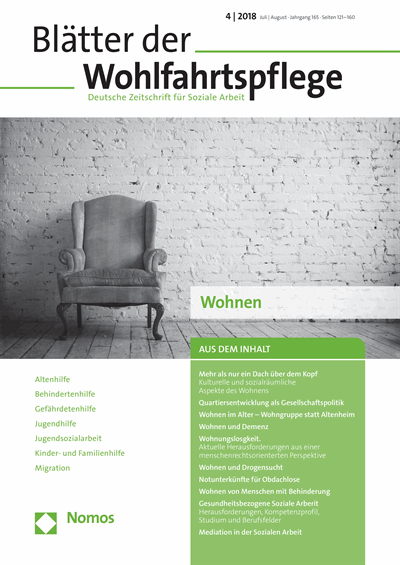 Cover der Ausgabe: Blätter der Wohlfahrtspflege (BdW) Jahrgang 165 (2018), Heft 4