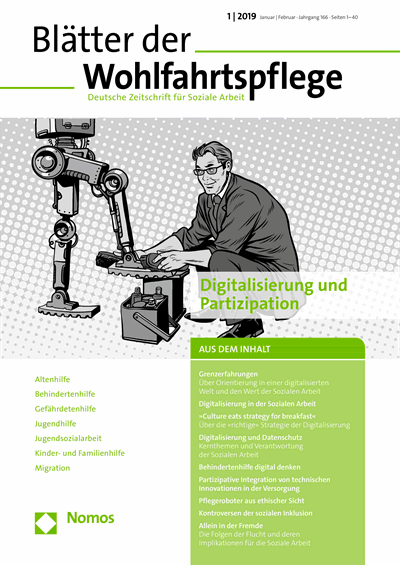 Cover der Ausgabe: Blätter der Wohlfahrtspflege (BdW) Jahrgang 166 (2019), Heft 1
