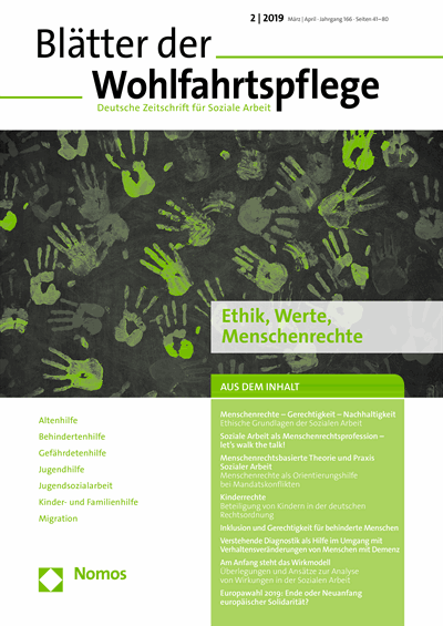 Cover der Ausgabe: Blätter der Wohlfahrtspflege (BdW) Jahrgang 166 (2019), Heft 2
