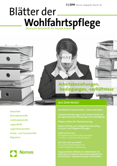 Cover der Ausgabe: Blätter der Wohlfahrtspflege (BdW) Jahrgang 166 (2019), Heft 3