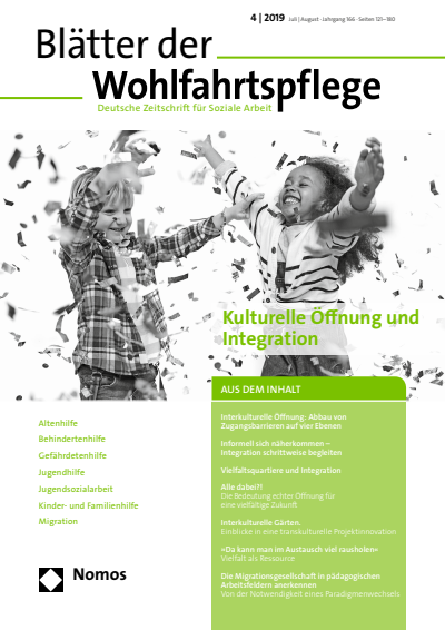 Cover der Ausgabe: Blätter der Wohlfahrtspflege (BdW) Jahrgang 166 (2019), Heft 4