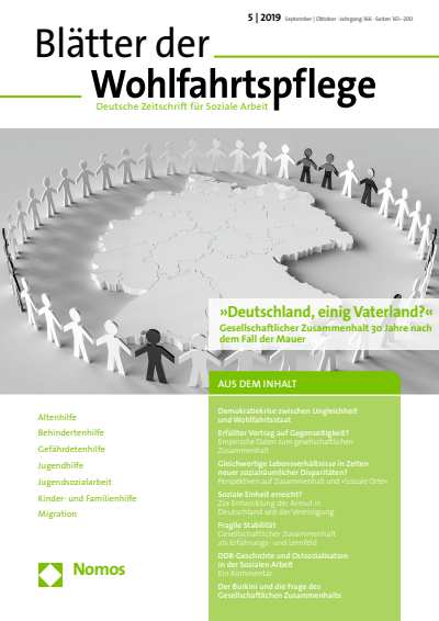 Cover der Ausgabe: Blätter der Wohlfahrtspflege (BdW) Jahrgang 166 (2019), Heft 5