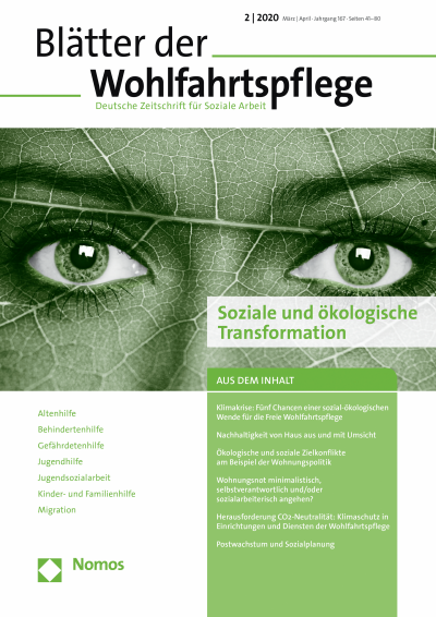 Cover der Ausgabe: Blätter der Wohlfahrtspflege (BdW) Jahrgang 167 (2020), Heft 2