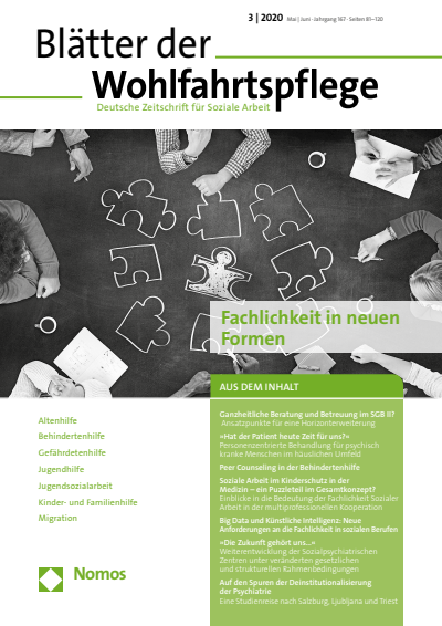 Cover der Ausgabe: Blätter der Wohlfahrtspflege (BdW) Jahrgang 167 (2020), Heft 3
