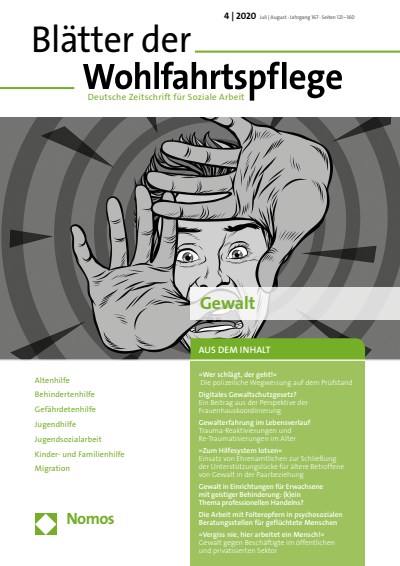 Cover der Ausgabe: Blätter der Wohlfahrtspflege (BdW) Jahrgang 167 (2020), Heft 4