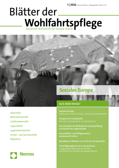 Cover der Ausgabe: Blätter der Wohlfahrtspflege (BdW) Jahrgang 169 (2022), Heft 1