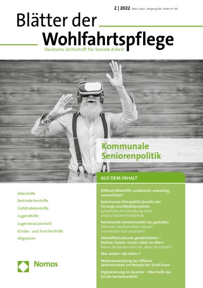 Cover der Ausgabe: Blätter der Wohlfahrtspflege (BdW) Jahrgang 169 (2022), Heft 2