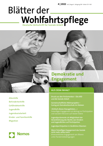 Cover der Ausgabe: Blätter der Wohlfahrtspflege (BdW) Jahrgang 169 (2022), Heft 4