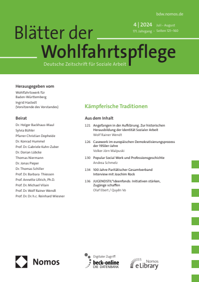 Cover der Ausgabe: Blätter der Wohlfahrtspflege (BdW) Jahrgang 171 (2024), Heft 4