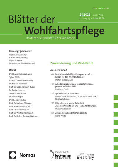 Cover der Ausgabe: Blätter der Wohlfahrtspflege (BdW) Jahrgang 172 (2025), Heft 2
