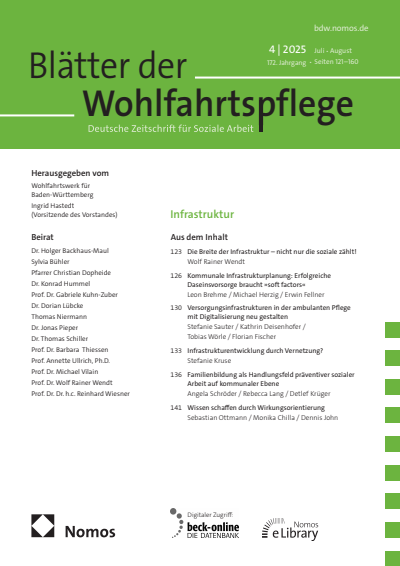 Cover der Ausgabe: Blätter der Wohlfahrtspflege (BdW) Jahrgang 172 (2025), Heft 4