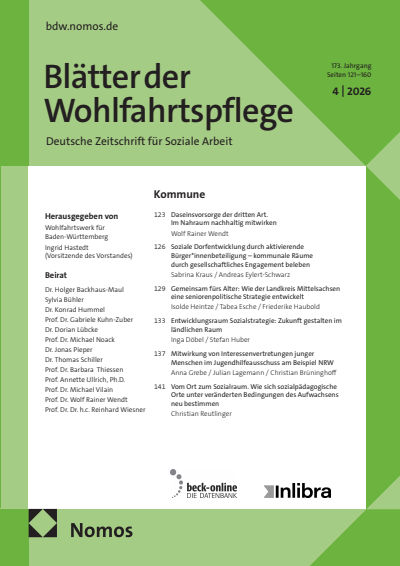 Cover der Ausgabe: Blätter der Wohlfahrtspflege (BdW) Jahrgang 173 (2026), Heft 4