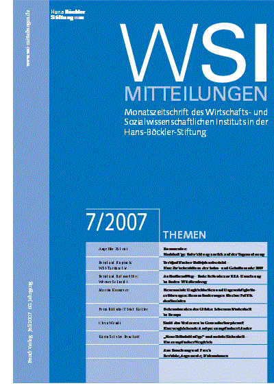 Cover of Volume: WSI-Mitteilungen Volume 60 (2007), Edition 7