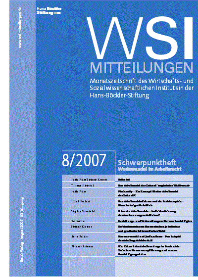 Cover of Volume: WSI-Mitteilungen Volume 60 (2007), Edition 8