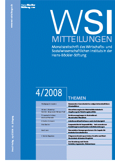Cover of Volume: WSI-Mitteilungen Volume 61 (2008), Edition 4