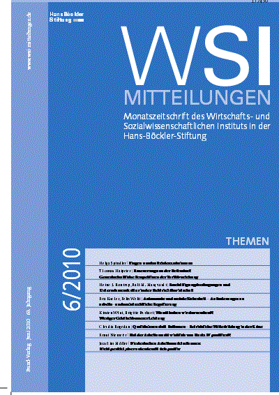 Cover of Volume: WSI-Mitteilungen Volume 63 (2010), Edition 6