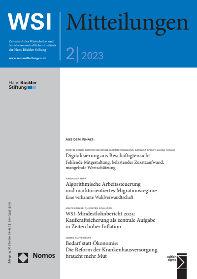 Cover der Ausgabe: WSI-Mitteilungen Jahrgang 76 (2023), Heft 2