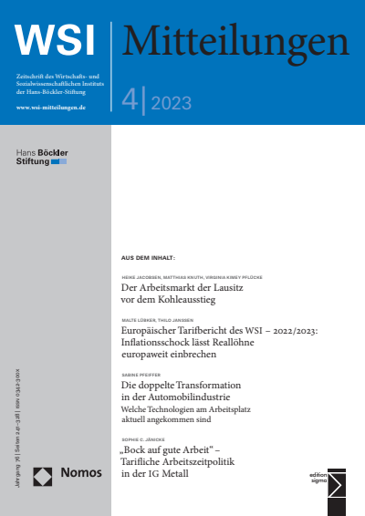 Cover der Ausgabe: WSI-Mitteilungen Jahrgang 76 (2023), Heft 4