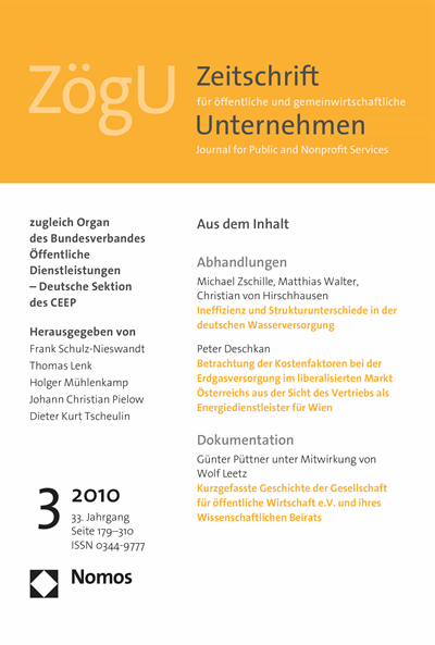 Cover der Ausgabe: ZögU Zeitschrift für öffentliche und gemeinwirtschaftliche Unternehmen Jahrgang 33 (2010), Heft 3
