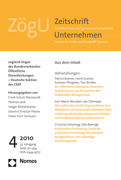 Cover der Ausgabe: ZögU Zeitschrift für öffentliche und gemeinwirtschaftliche Unternehmen Jahrgang 33 (2010), Heft 4