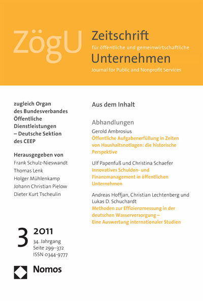 Cover der Ausgabe: ZögU Zeitschrift für öffentliche und gemeinwirtschaftliche Unternehmen Jahrgang 34 (2011), Heft 3