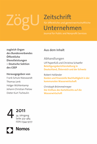 Cover der Ausgabe: ZögU Zeitschrift für öffentliche und gemeinwirtschaftliche Unternehmen Jahrgang 34 (2011), Heft 4