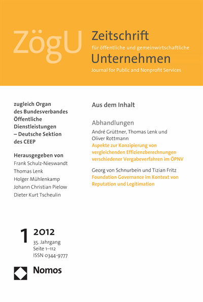 Cover der Ausgabe: ZögU Zeitschrift für öffentliche und gemeinwirtschaftliche Unternehmen Jahrgang 35 (2012), Heft 1