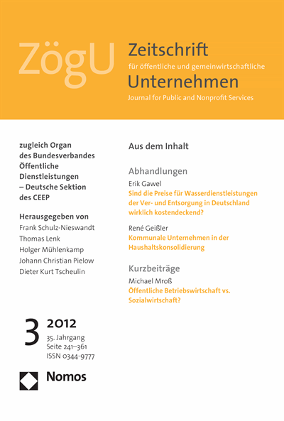 Cover der Ausgabe: ZögU Zeitschrift für öffentliche und gemeinwirtschaftliche Unternehmen Jahrgang 35 (2012), Heft 3