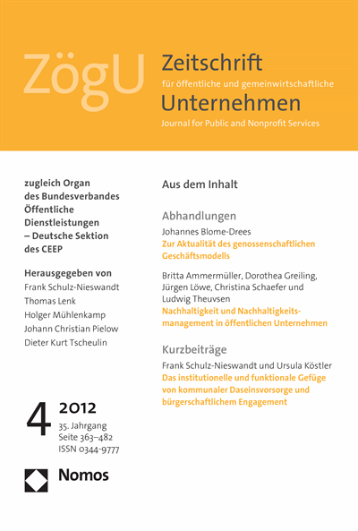 Cover der Ausgabe: ZögU Zeitschrift für öffentliche und gemeinwirtschaftliche Unternehmen Jahrgang 35 (2012), Heft 4