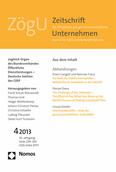 Cover der Ausgabe: ZögU Zeitschrift für öffentliche und gemeinwirtschaftliche Unternehmen Jahrgang 36 (2013), Heft 4