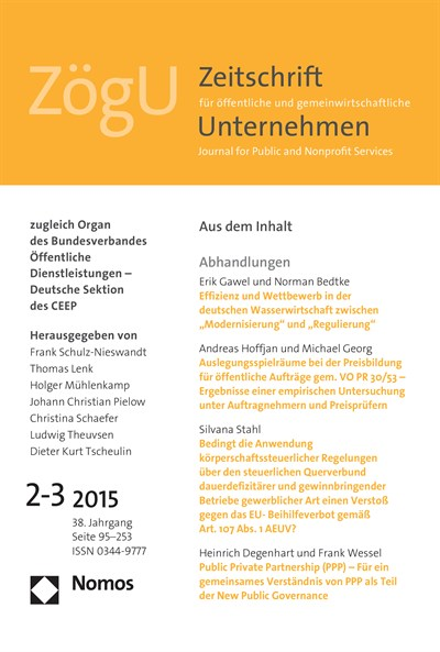 Cover of Volume: ZögU Zeitschrift für öffentliche und gemeinwirtschaftliche Unternehmen Volume 38 (2015), Edition 2-3