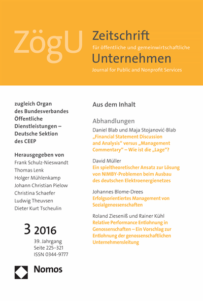 Cover of Volume: ZögU Zeitschrift für öffentliche und gemeinwirtschaftliche Unternehmen Volume 39 (2016), Edition 3