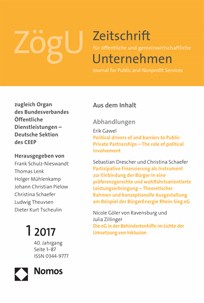 Cover of Volume: ZögU Zeitschrift für öffentliche und gemeinwirtschaftliche Unternehmen Volume 40 (2017), Edition 1