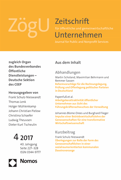 Cover der Ausgabe: ZögU Zeitschrift für öffentliche und gemeinwirtschaftliche Unternehmen Jahrgang 40 (2017), Heft 4