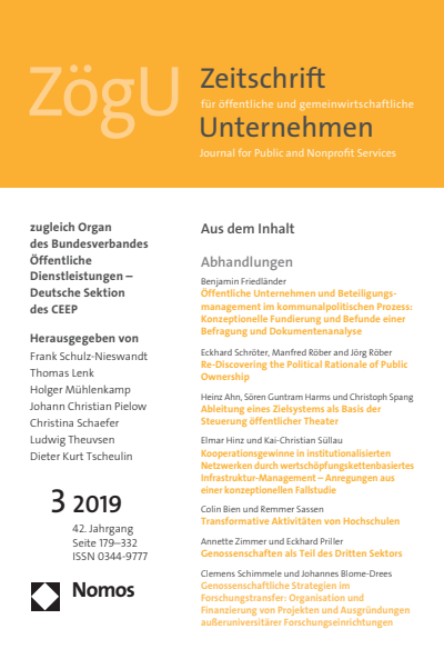 Cover der Ausgabe: ZögU Zeitschrift für öffentliche und gemeinwirtschaftliche Unternehmen Jahrgang 42 (2019), Heft 3