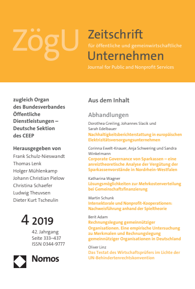 Cover der Ausgabe: ZögU Zeitschrift für öffentliche und gemeinwirtschaftliche Unternehmen Jahrgang 42 (2019), Heft 4