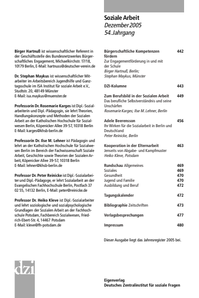 Cover of Volume: Soziale Arbeit Volume 54 (2005), Edition 12
