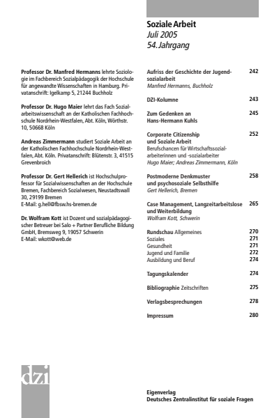 Cover of Volume: Soziale Arbeit Volume 54 (2005), Edition 7