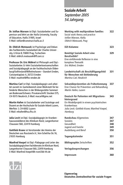 Cover of Volume: Soziale Arbeit Volume 54 (2005), Edition 9