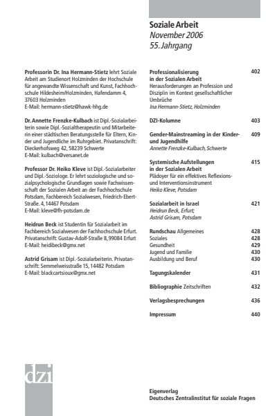 Cover of Volume: Soziale Arbeit Volume 55 (2006), Edition 11