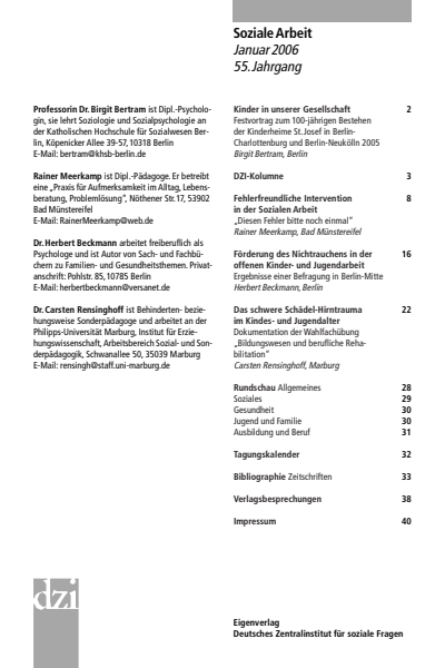 Cover of Volume: Soziale Arbeit Volume 55 (2006), Edition 1
