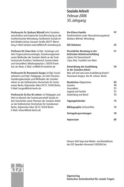 Cover der Ausgabe: Soziale Arbeit Jahrgang 55 (2006), Heft 2