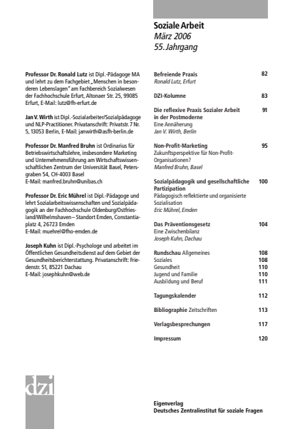 Cover der Ausgabe: Soziale Arbeit Jahrgang 55 (2006), Heft 3