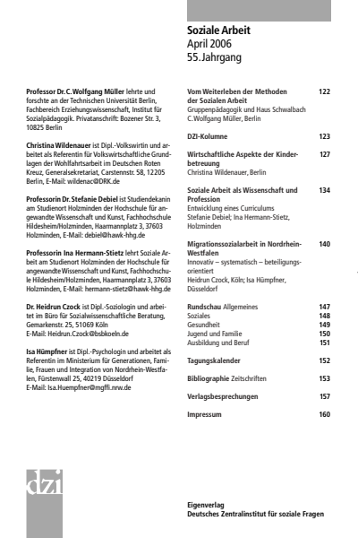 Cover der Ausgabe: Soziale Arbeit Jahrgang 55 (2006), Heft 4