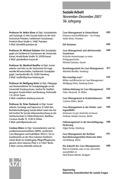 Cover der Ausgabe: Soziale Arbeit Jahrgang 56 (2007), Heft 11-12