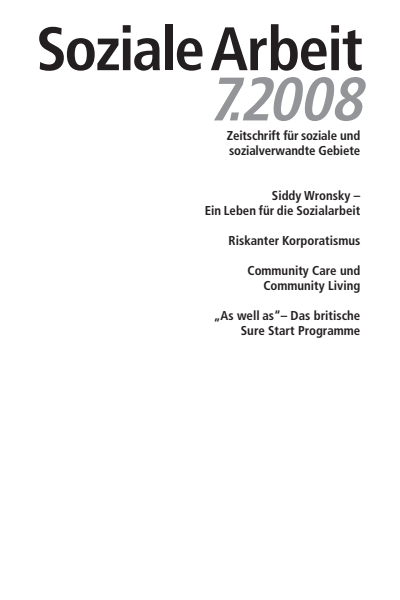 Cover der Ausgabe: Soziale Arbeit Jahrgang 57 (2008), Heft 7