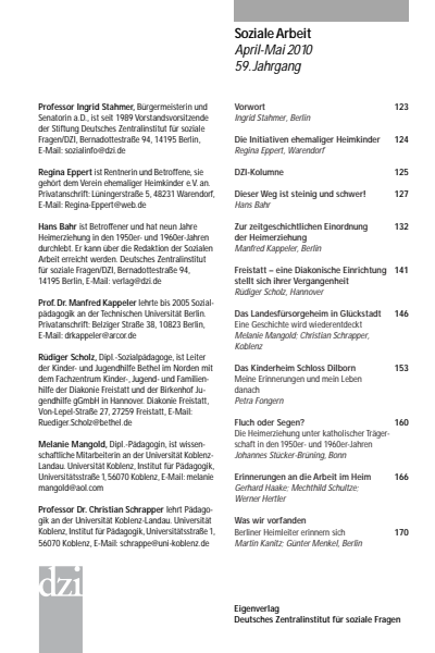 Cover der Ausgabe: Soziale Arbeit Jahrgang 59 (2010), Heft 4-5