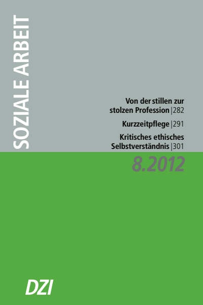 Cover der Ausgabe: Soziale Arbeit Jahrgang 61 (2012), Heft 8