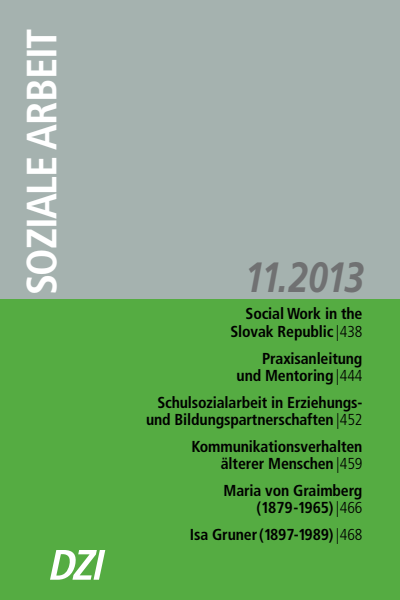 Cover der Ausgabe: Soziale Arbeit Jahrgang 62 (2013), Heft 11